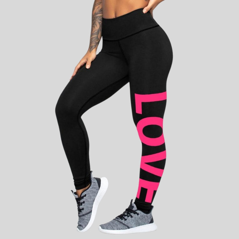 Printed "LOVE" High Waist Tummy Control Fitness Leggings