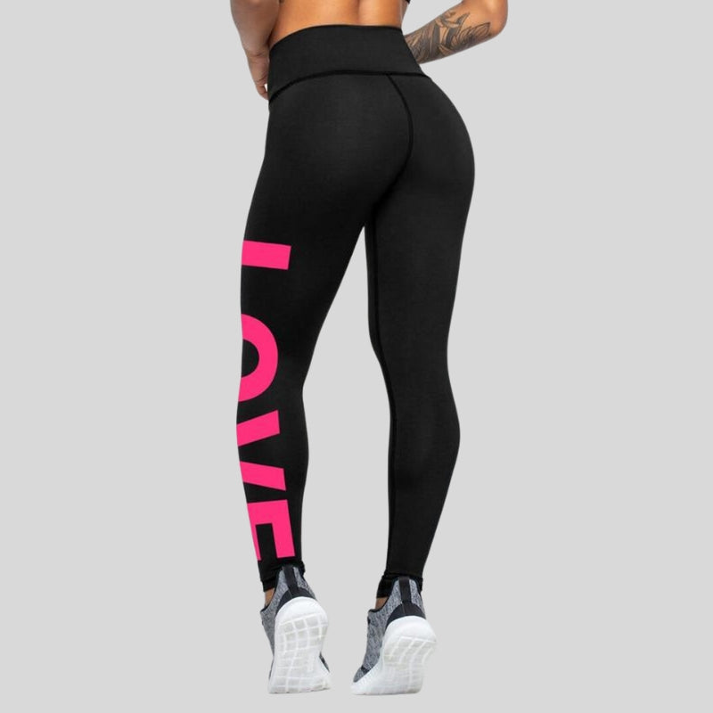 Printed "LOVE" High Waist Tummy Control Fitness Leggings