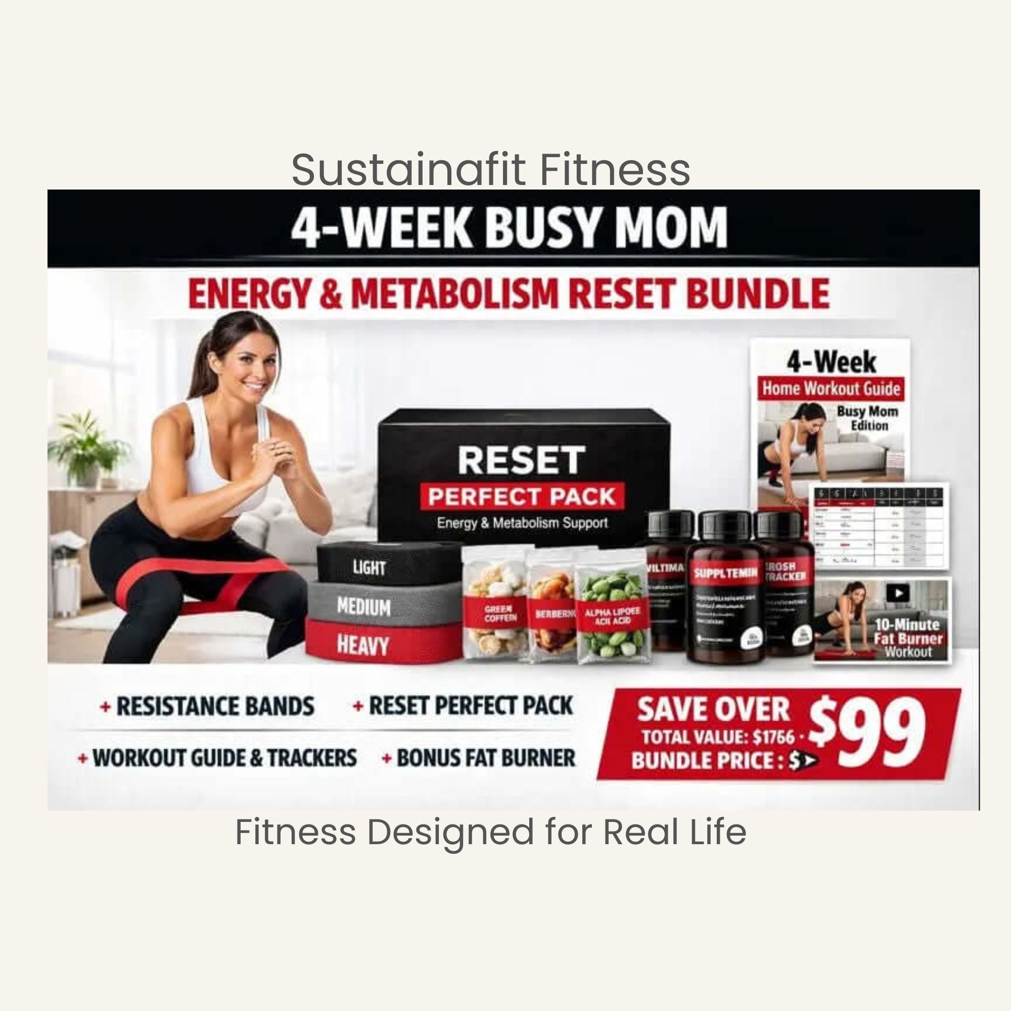 4-Week Busy Mom Reset Bundle - Energy, Workouts & Weight Loss Support