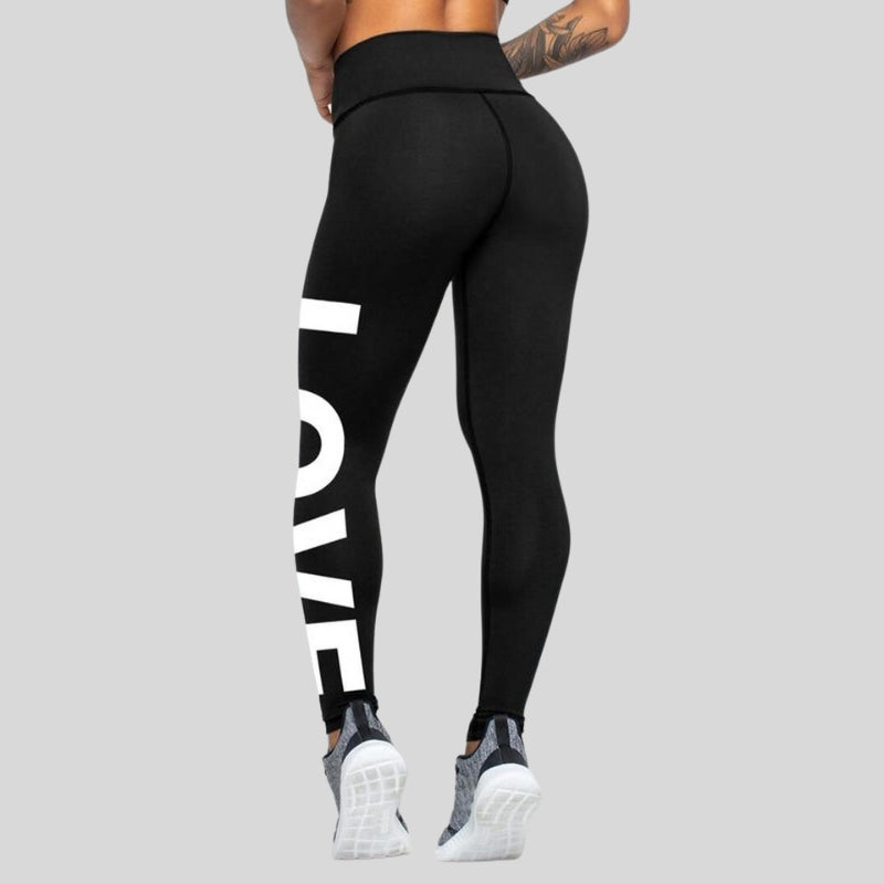 Printed "LOVE" High Waist Tummy Control Fitness Leggings
