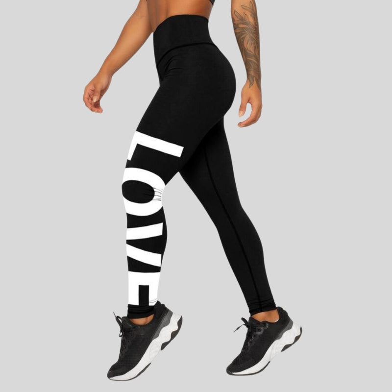 Printed "LOVE" High Waist Tummy Control Fitness Leggings