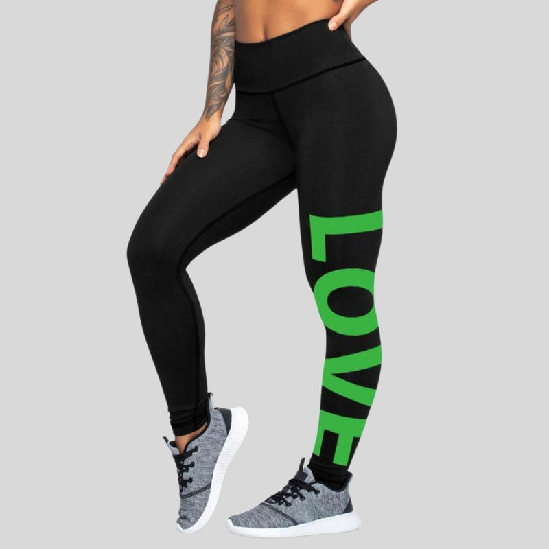 Printed "LOVE" High Waist Tummy Control Fitness Leggings