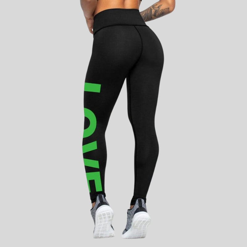 Printed "LOVE" High Waist Tummy Control Fitness Leggings