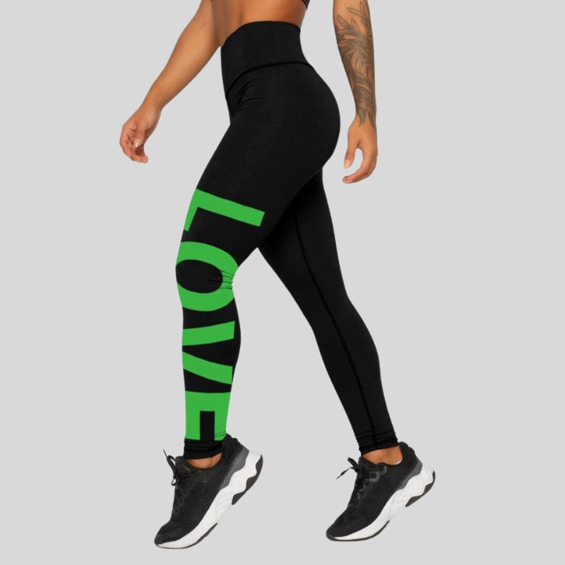 Printed "LOVE" High Waist Tummy Control Fitness Leggings