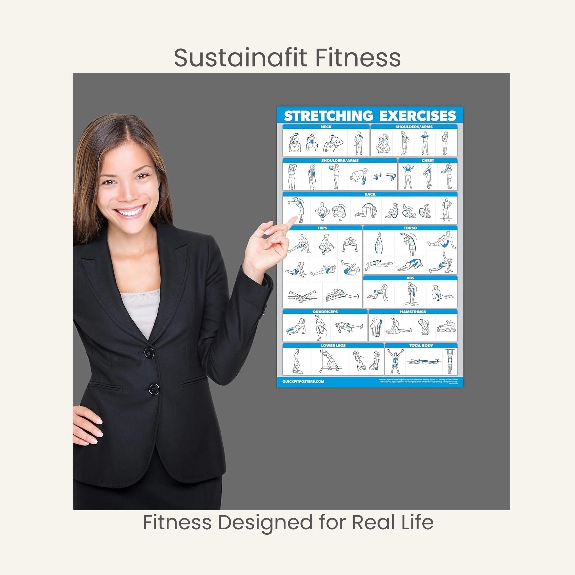 Workout Poster Set (10 Pack) | At-Home Exercise Guides for Women by SustainaFit Fitness