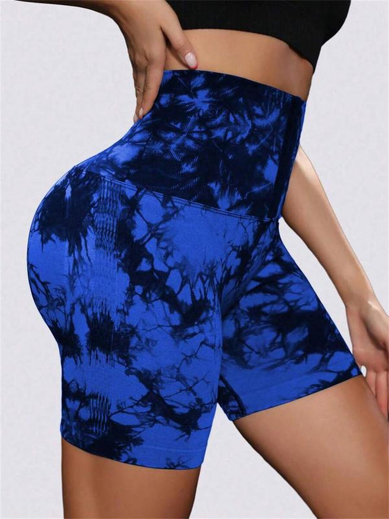 Tie-Dyed Wide-Waist Slim Fit Fitness Shorts