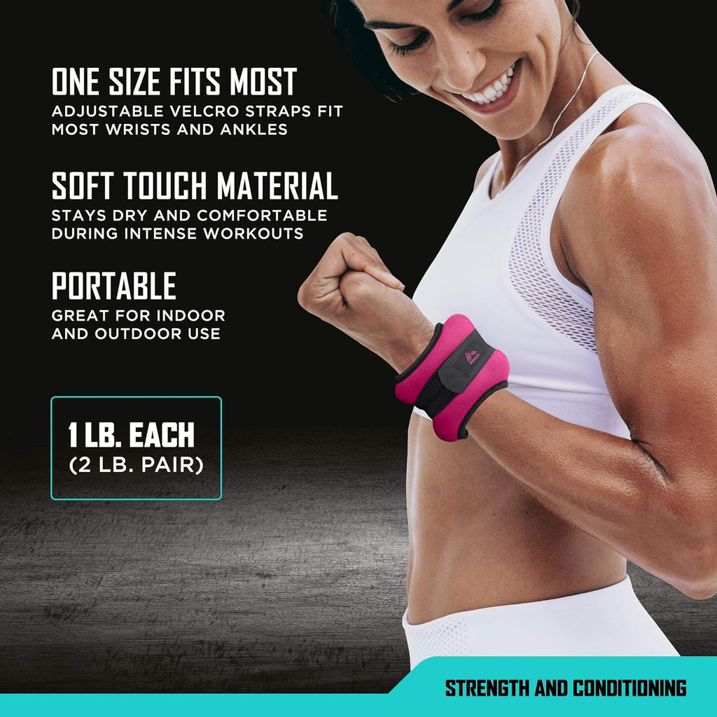 Adjustable Ankle and Wrist Weights for Men and Women - Velcro Straps for Jogging, Walking, Resistance Training, and Physical Therapy (Set of 2) - Soft Touch Material