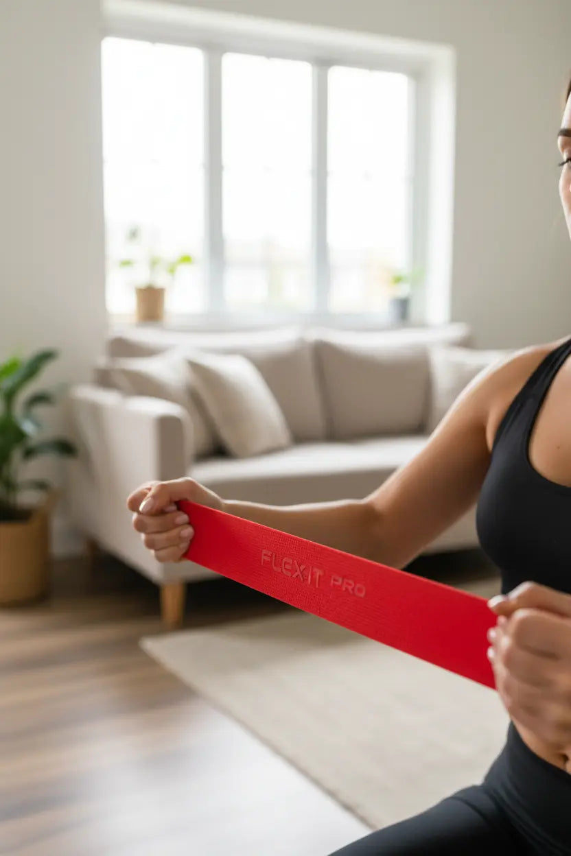 Close-up of resistance band chest press