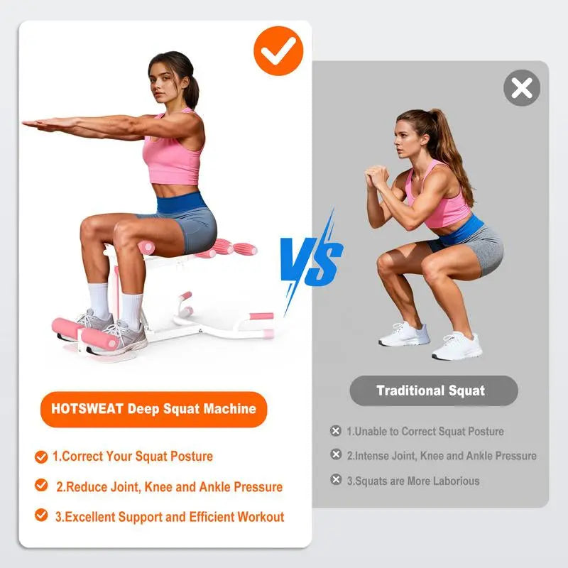 HOTWAVE Deep Squat Machine with Adjustable Resistance Bands for Glutes Leg Core & Ab Exercises Ideal for Home Gyms