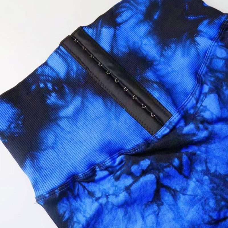 Tie-Dyed Wide-Waist Slim Fit Fitness Shorts