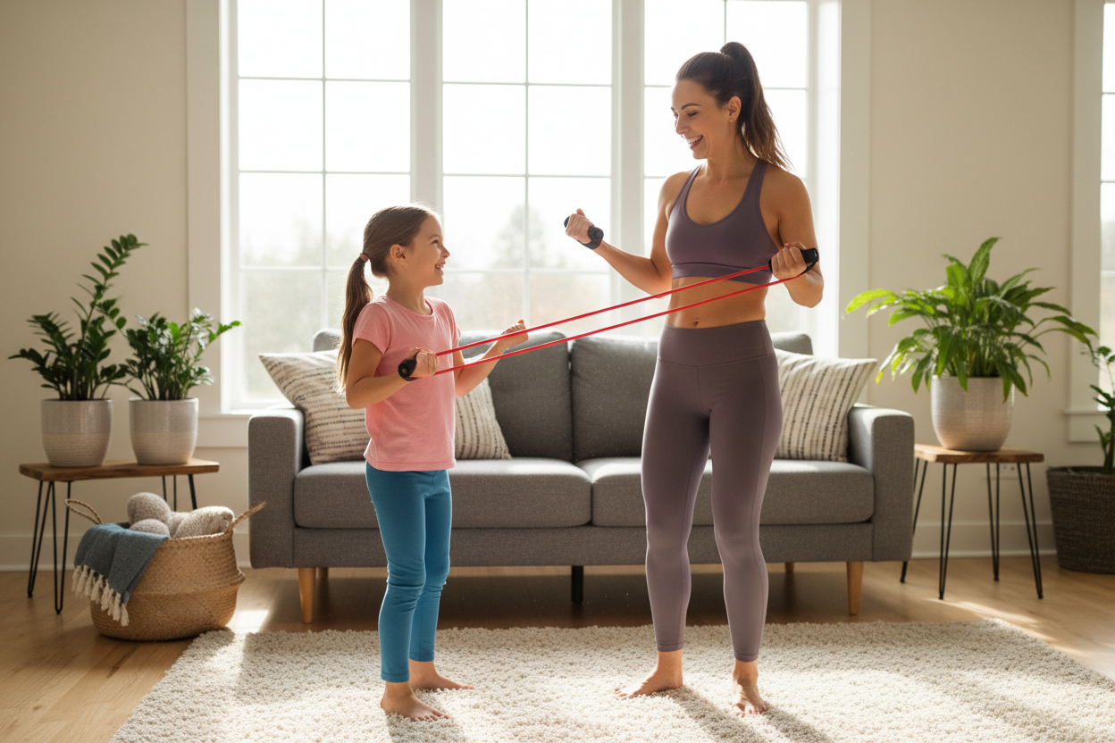 generate another one in living room with girl