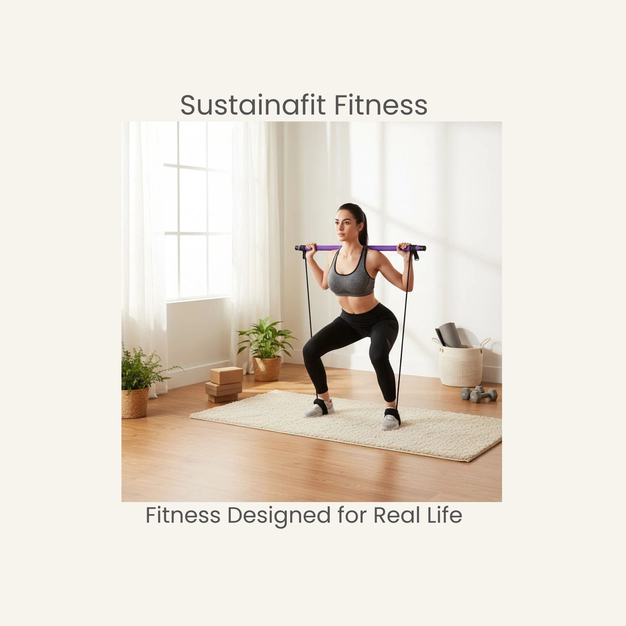 Portable Pilates Bar with Resistance Bands for Home Workouts by Copper Hecuba