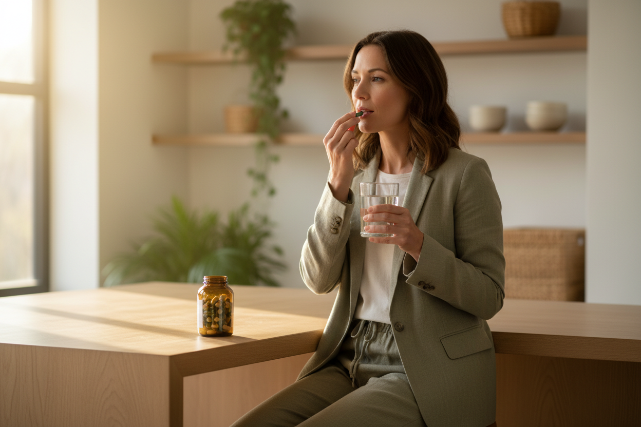 Woman taking supplements